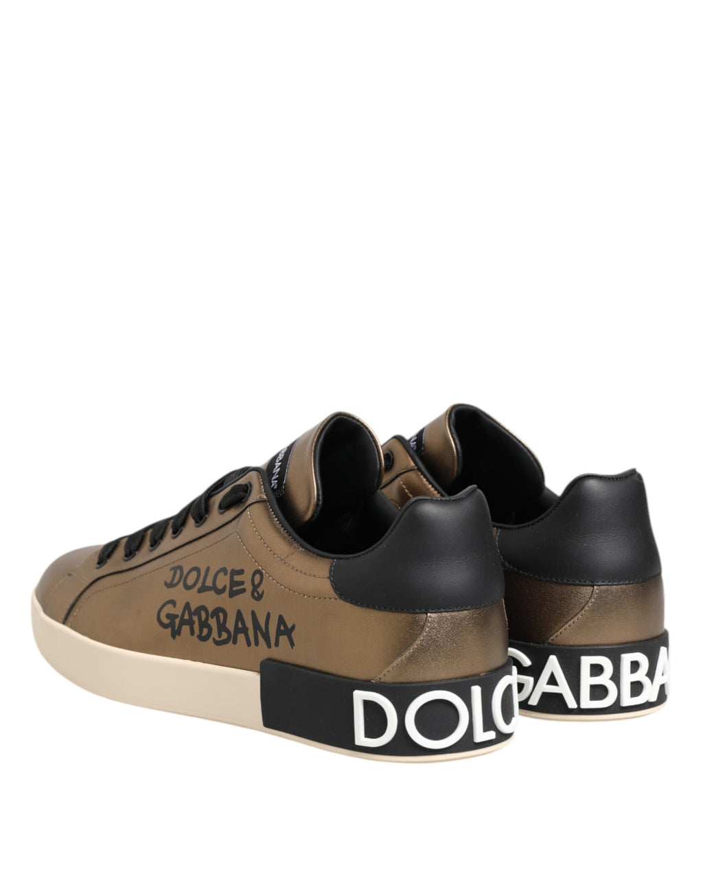 Gold Portofino Calf Leather Sneakers Shoes
