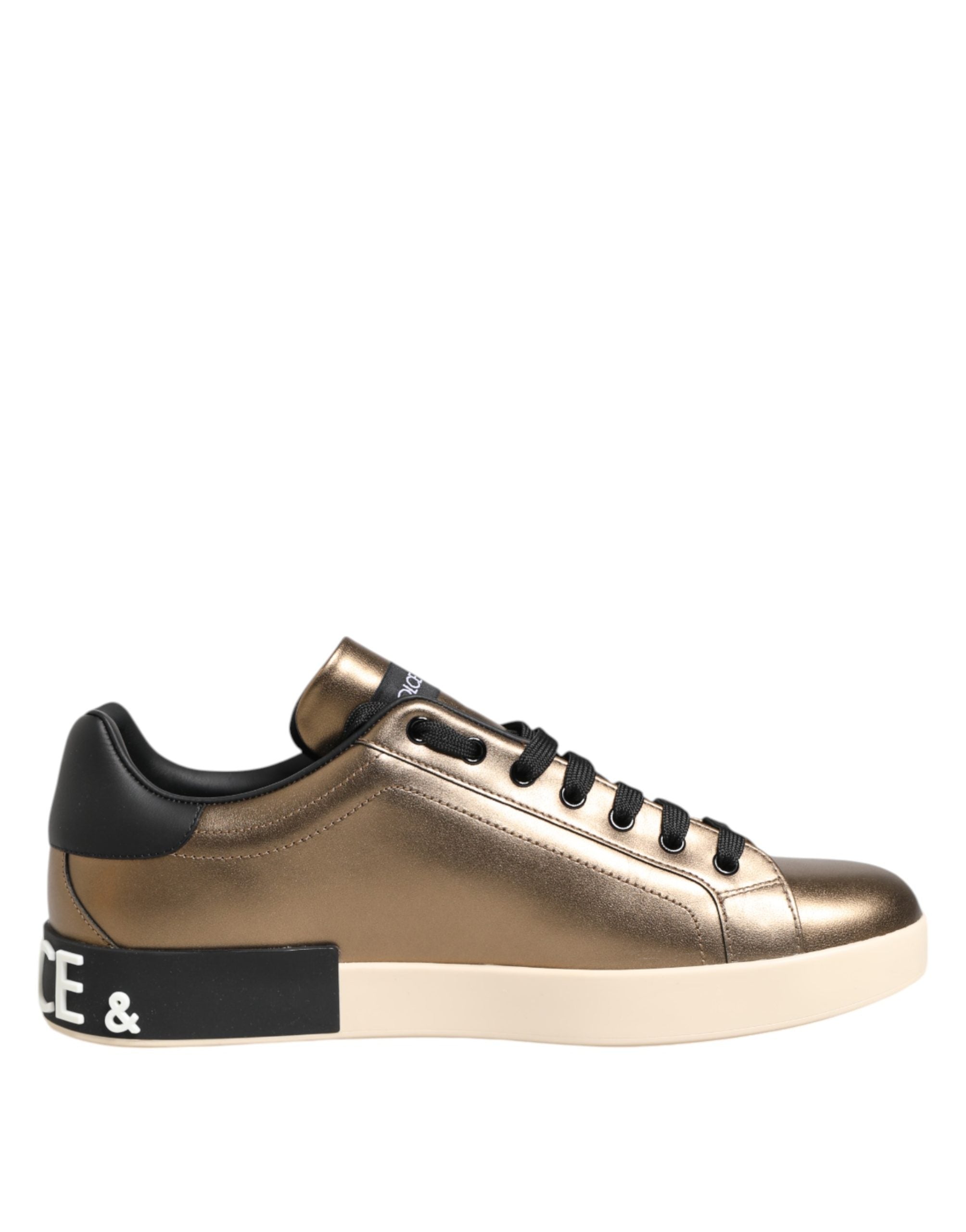 Gold Portofino Calf Leather Sneakers Shoes