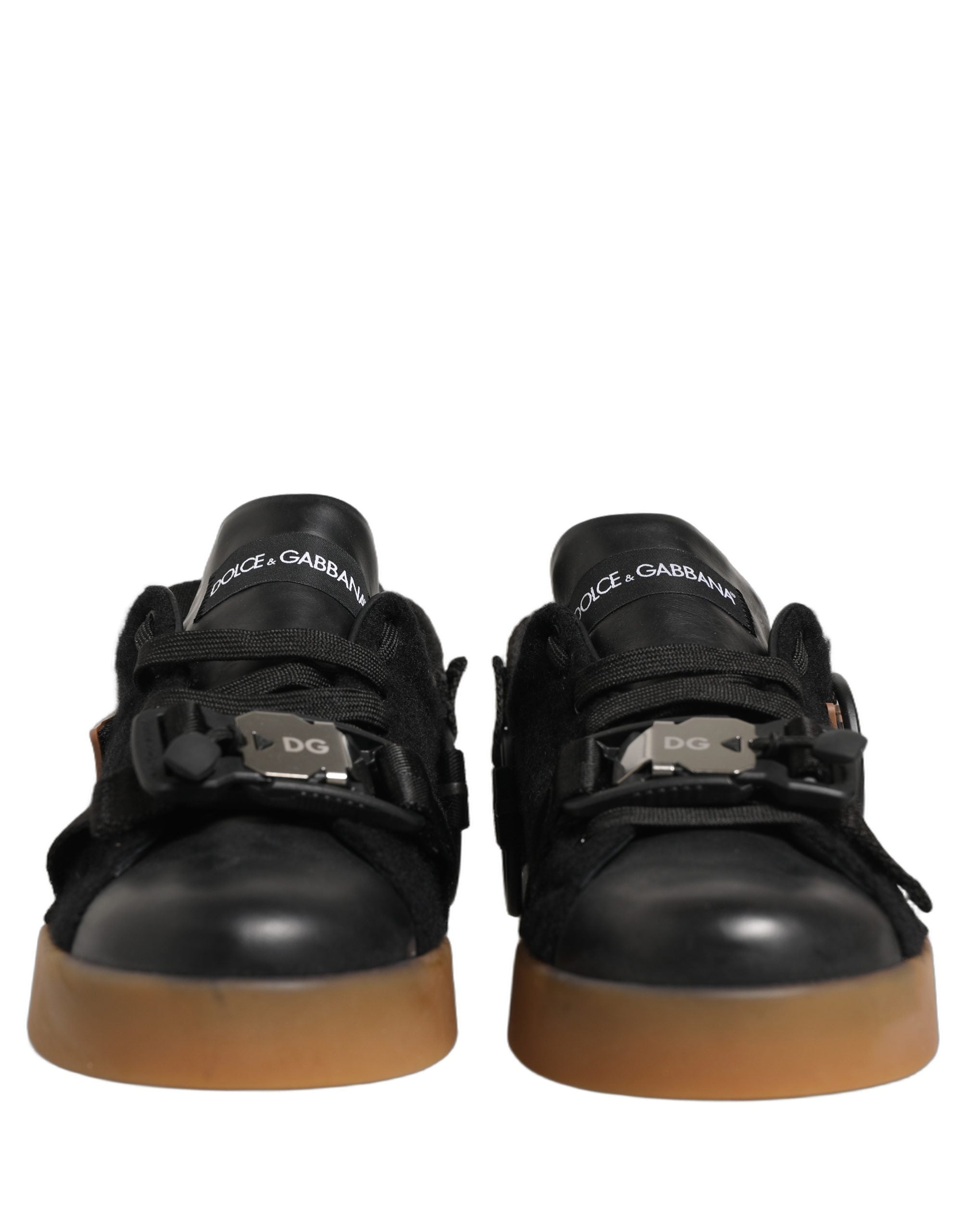 Black Felt Leather Low Top Sneaker Shoes