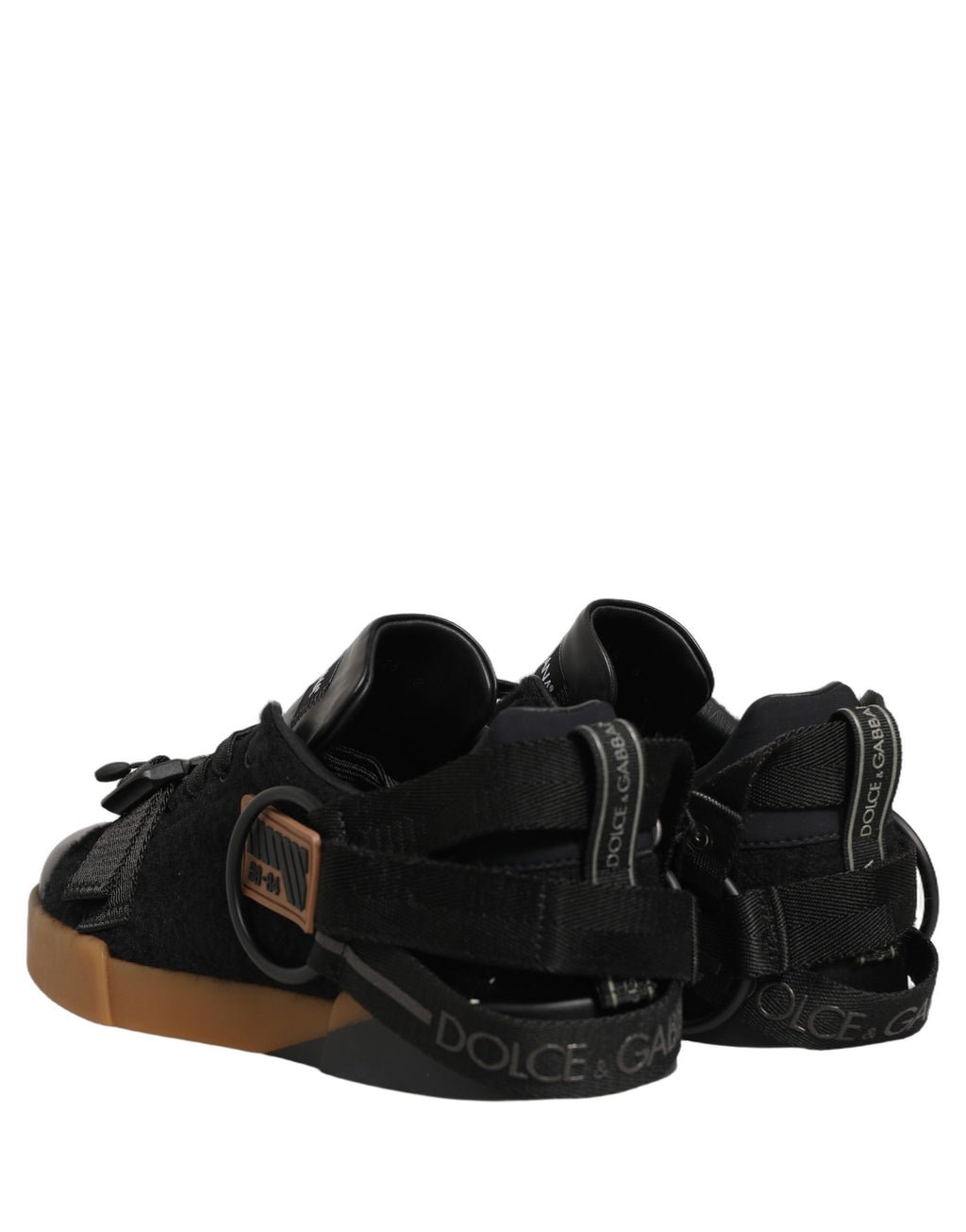 Black Felt Leather Low Top Sneaker Shoes