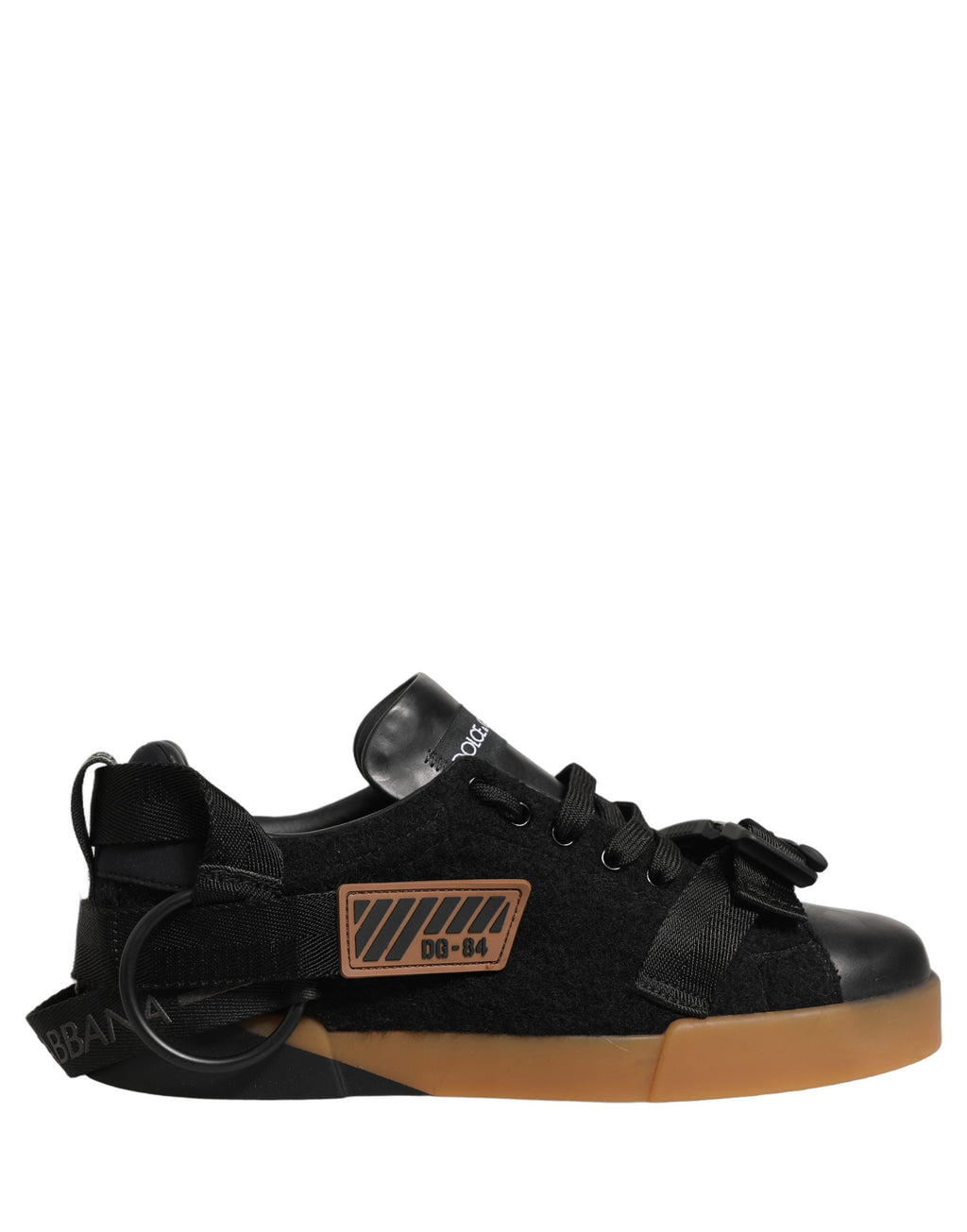 Black Felt Leather Low Top Sneaker Shoes