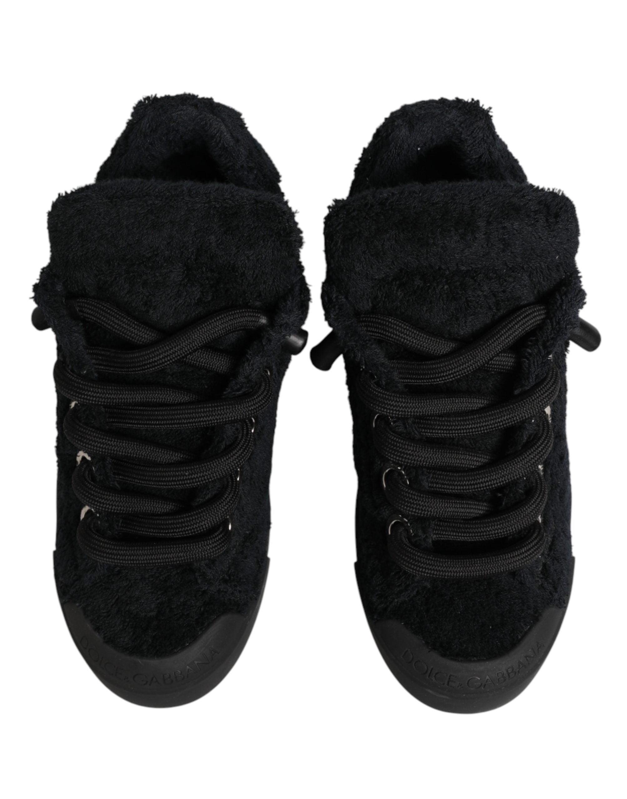 Black Portofino Lace-Up Sneakers Shoes