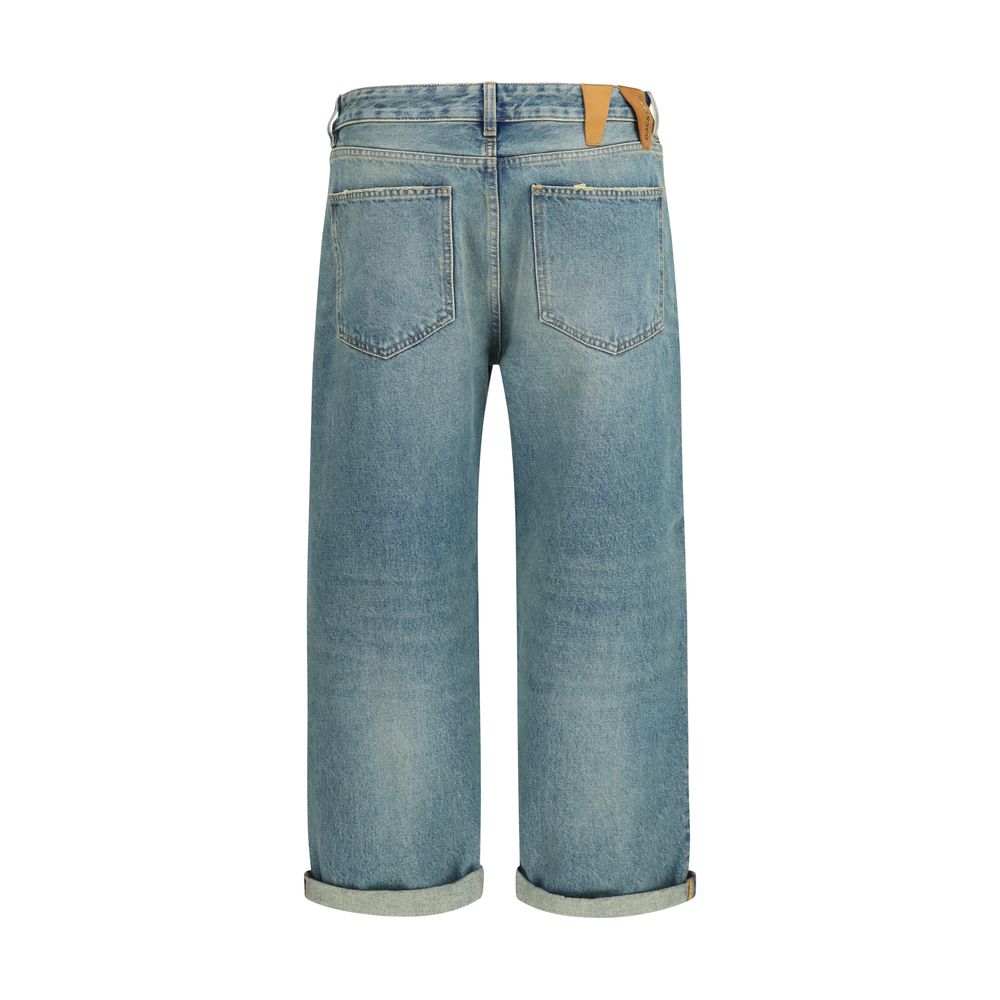 Blue Cotton Boyfriend Jeans