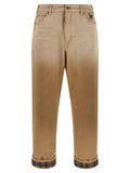 Beige Cotton Casual Pants