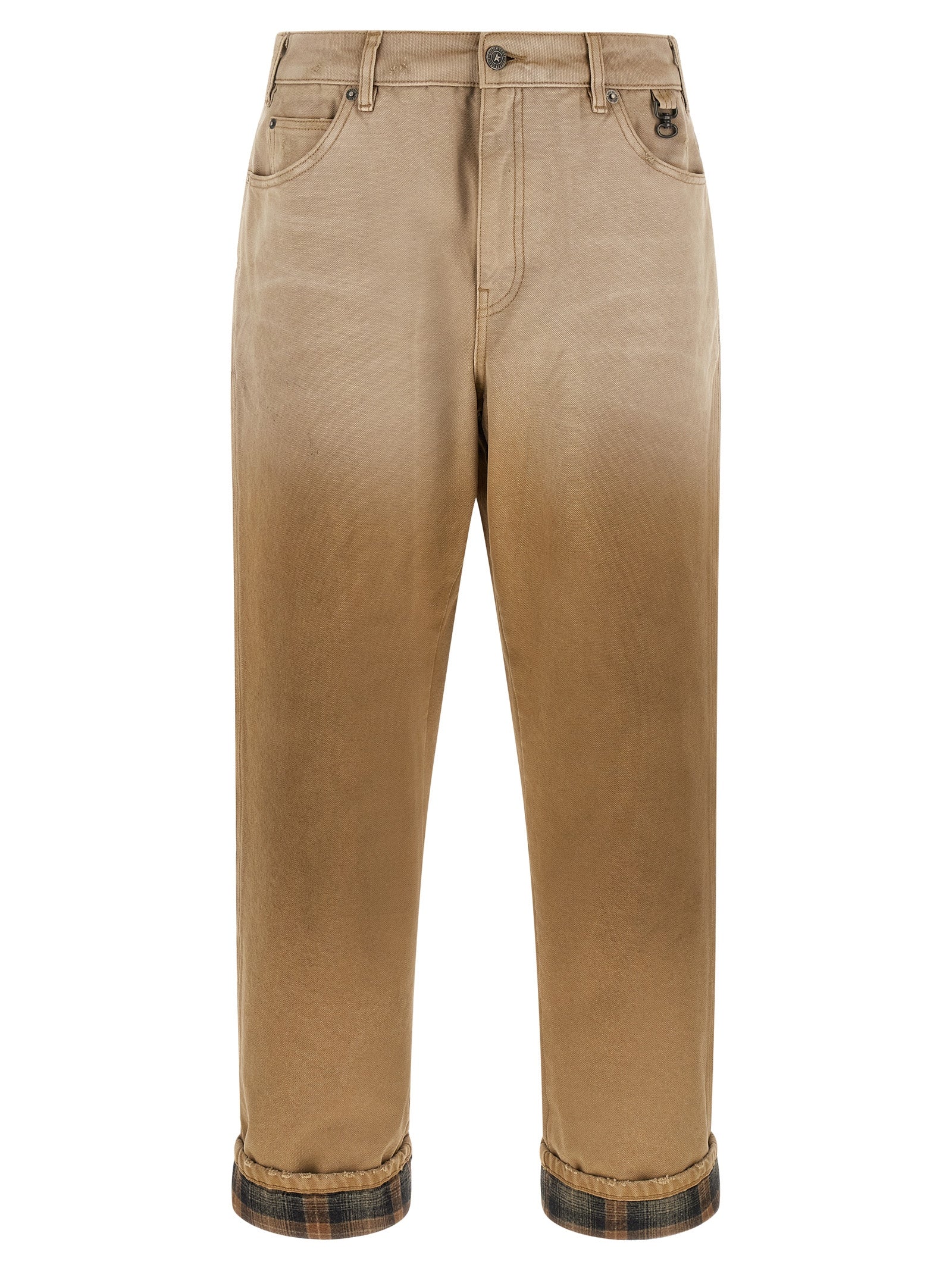 Beige Cotton Casual Pants