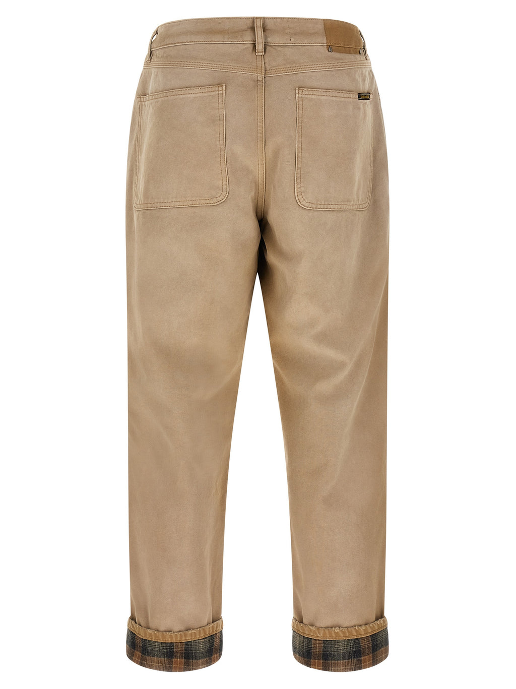 Beige Cotton Casual Pants