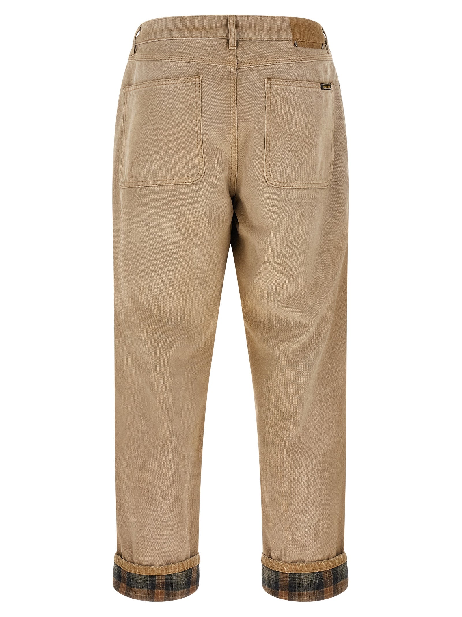 Beige Cotton Casual Pants