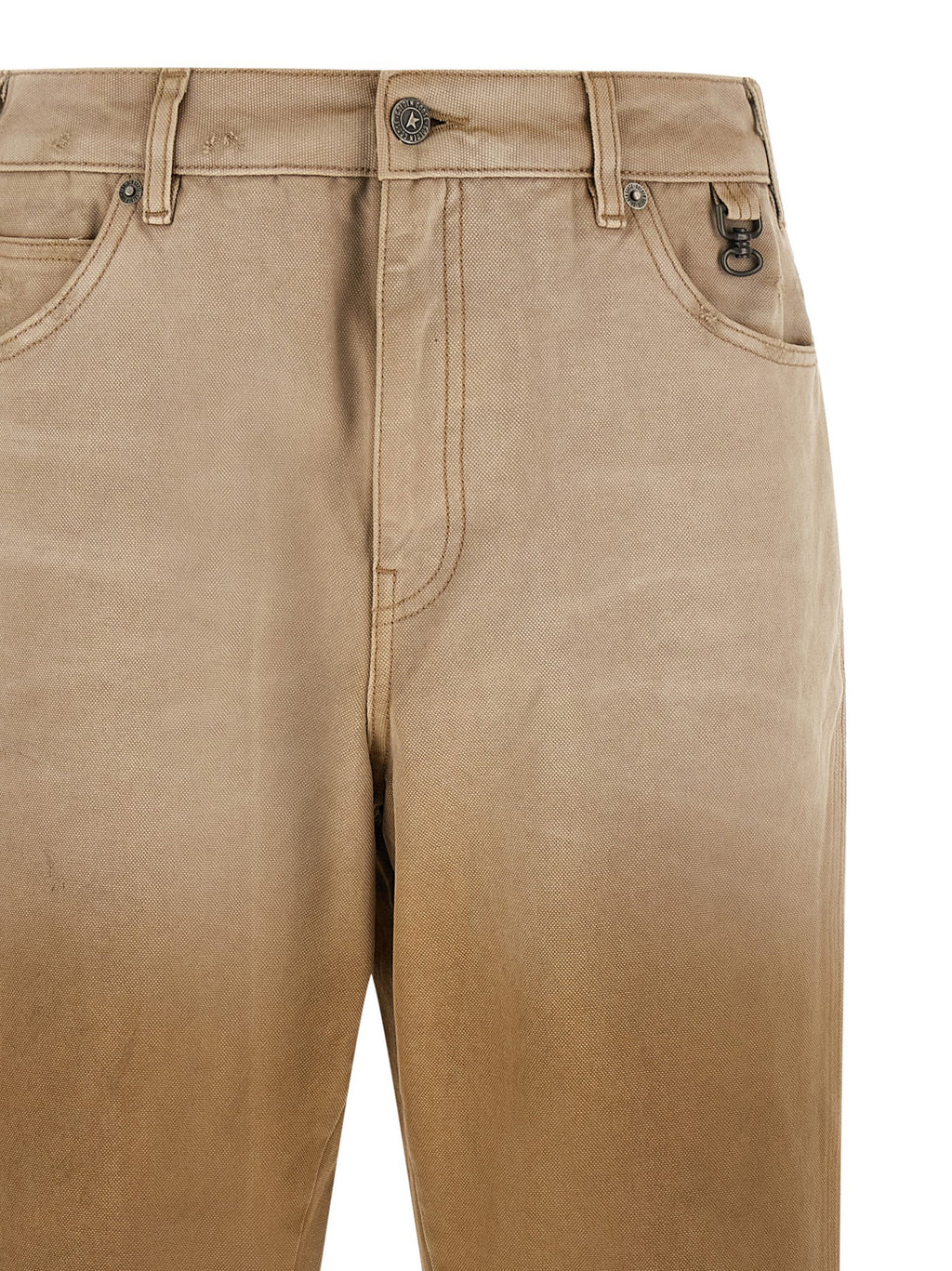 Beige Cotton Casual Pants