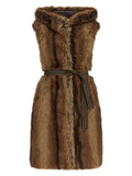 Brown Polyester Sleeveless Jacket