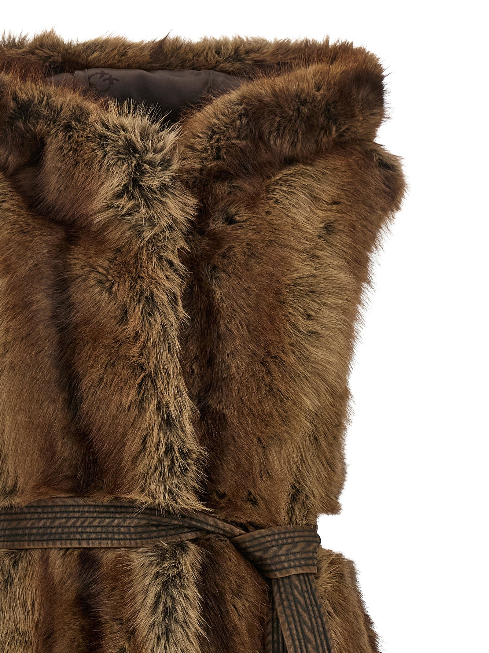 Brown Polyester Sleeveless Jacket