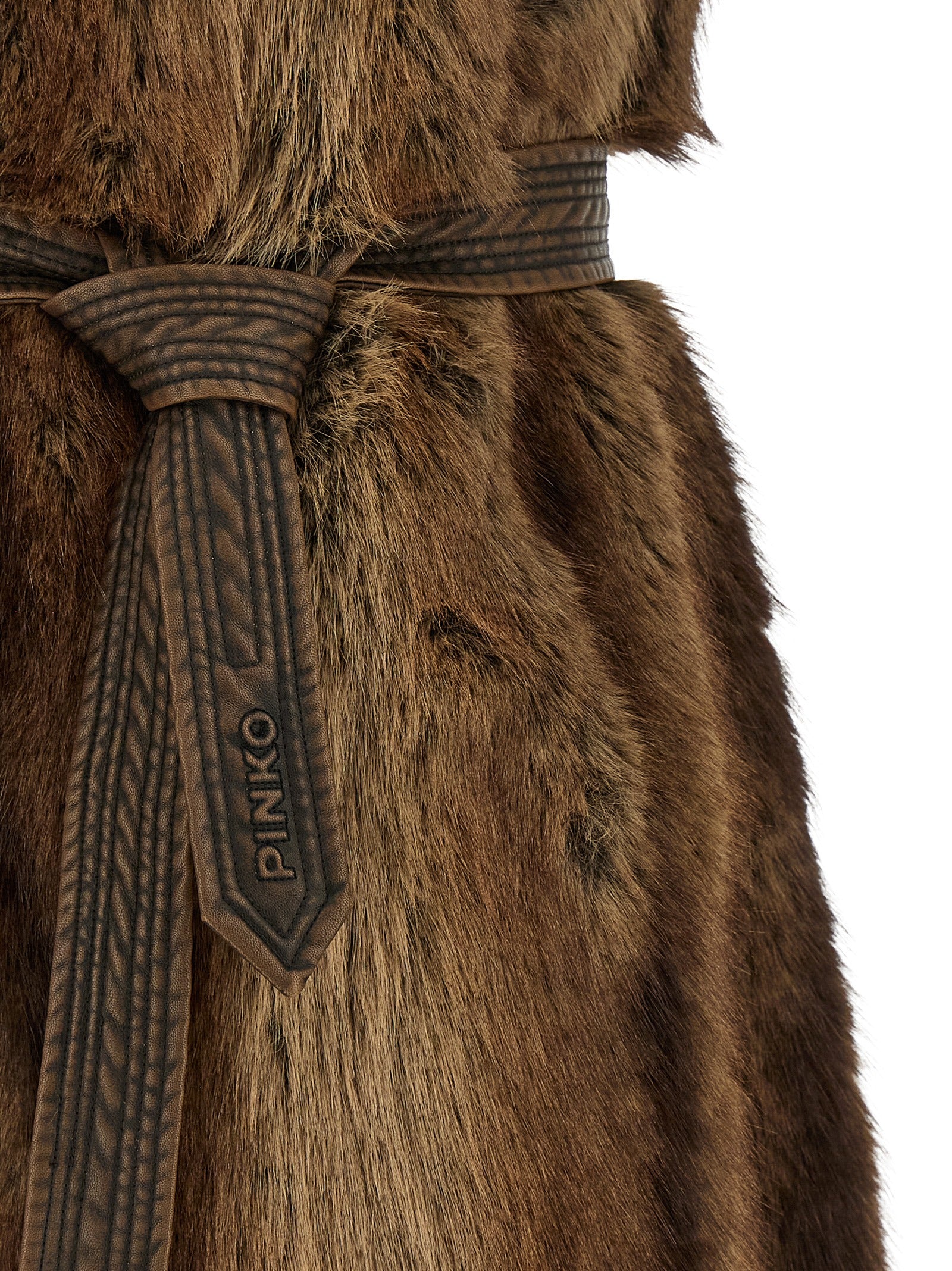 Brown Polyester Sleeveless Jacket