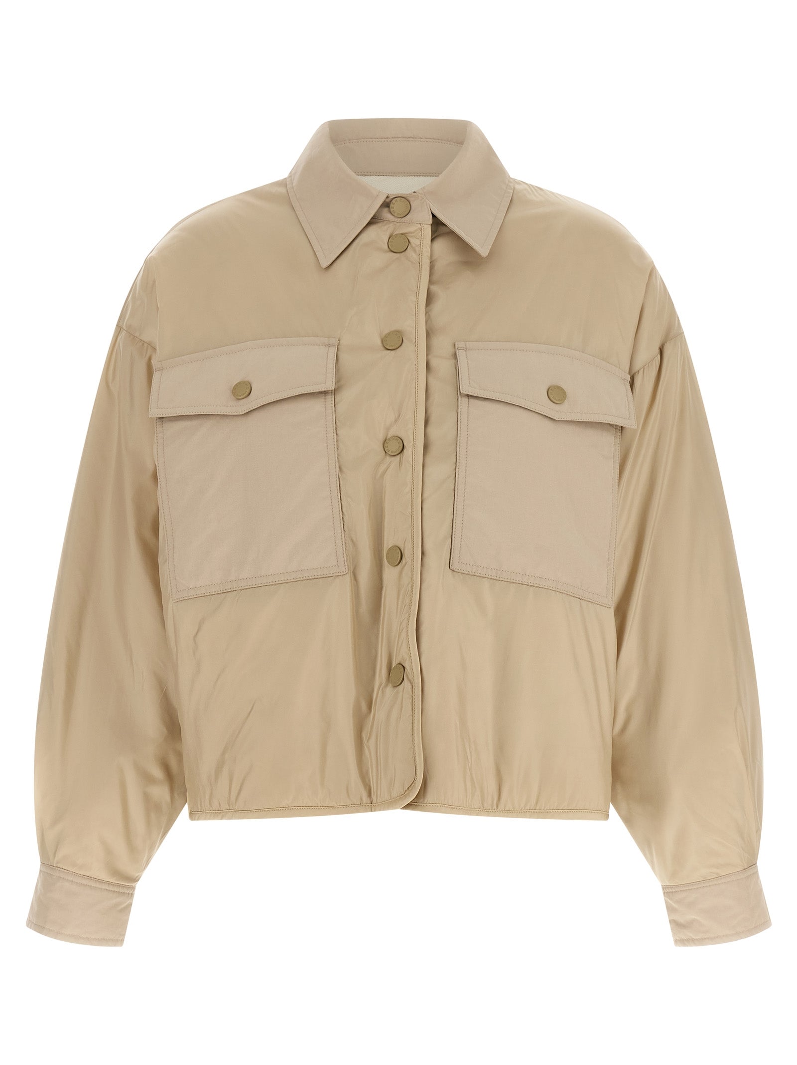 Beige Polyester Full-Length Jacket