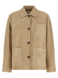 Beige Lamb Leather Leather Jacket