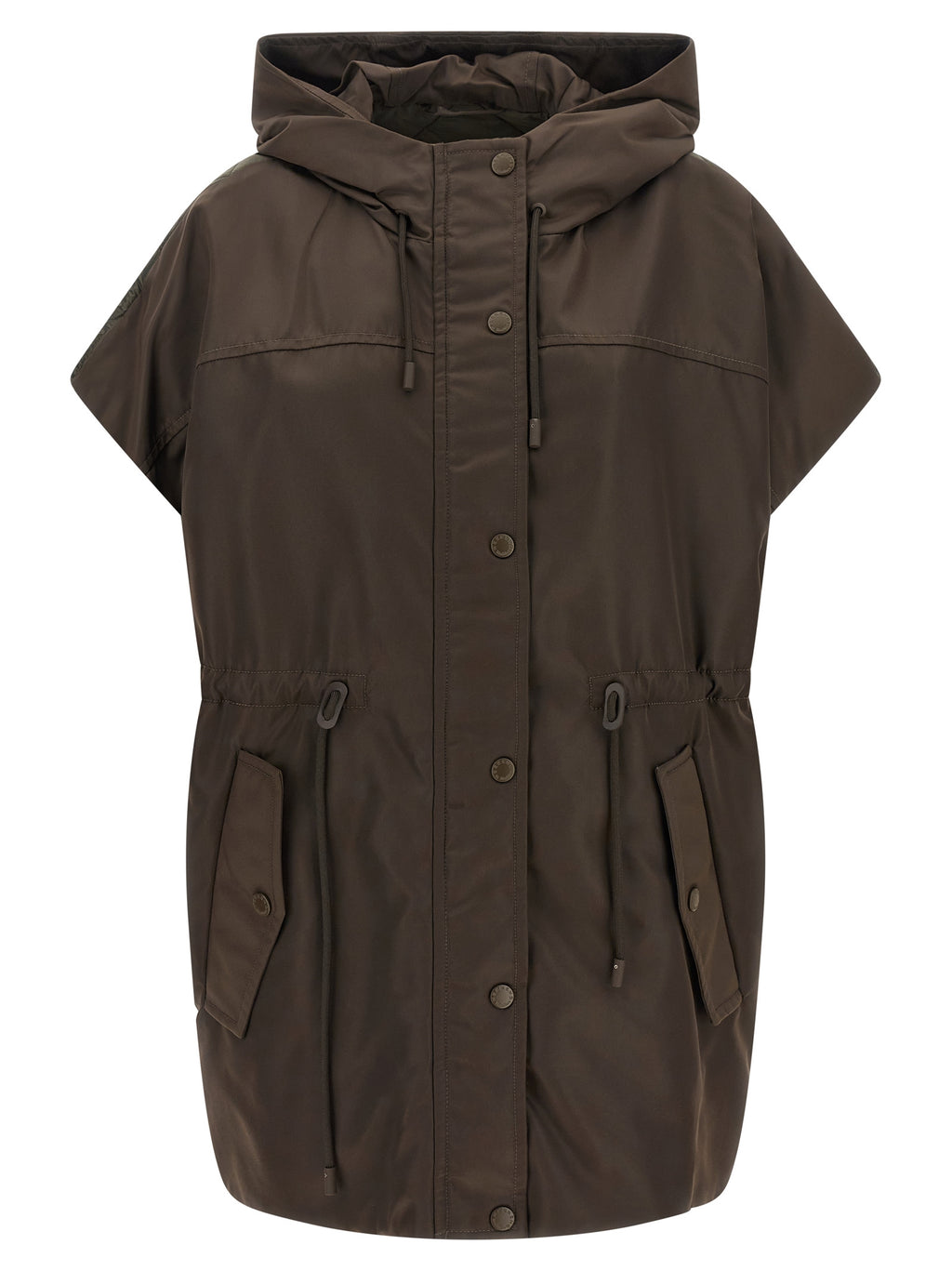 Brown Polyamide Sleeveless Jacket