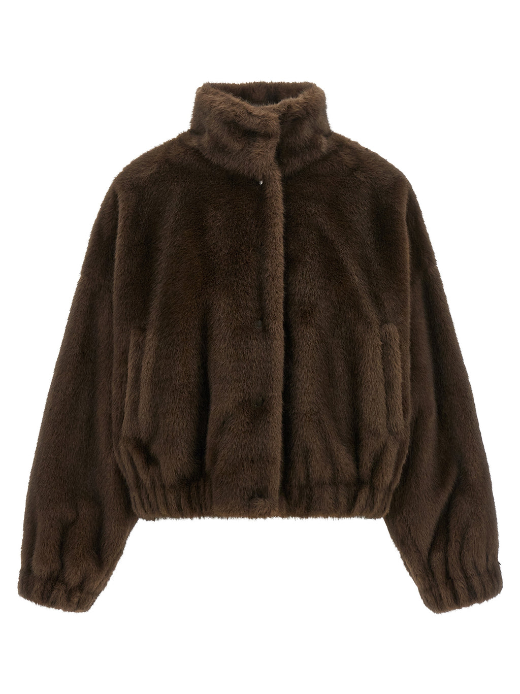 Brown Polyester Full-Length Jacket