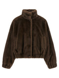 Brown Polyester Full-Length Jacket