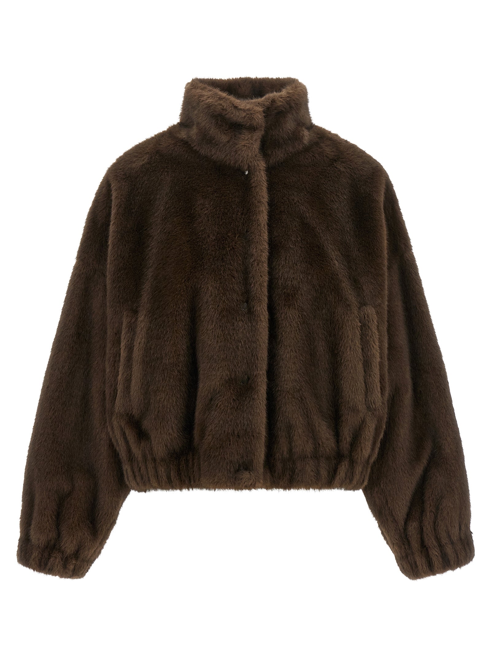 Brown Polyester Full-Length Jacket
