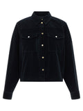 Blue Cotton Full-Length Jacket