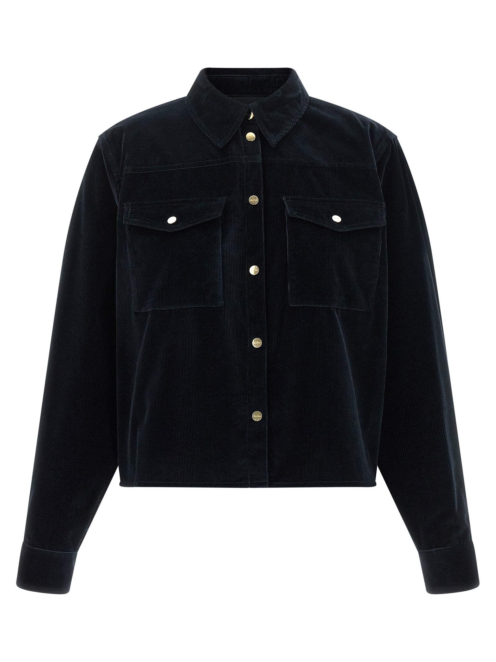 Blue Cotton Full-Length Jacket