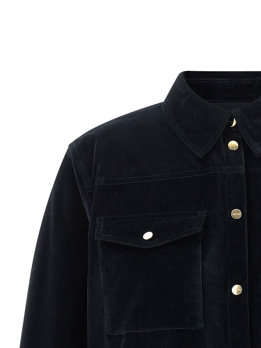 Blue Cotton Full-Length Jacket