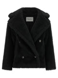 Black Alpaca Leather Coat
