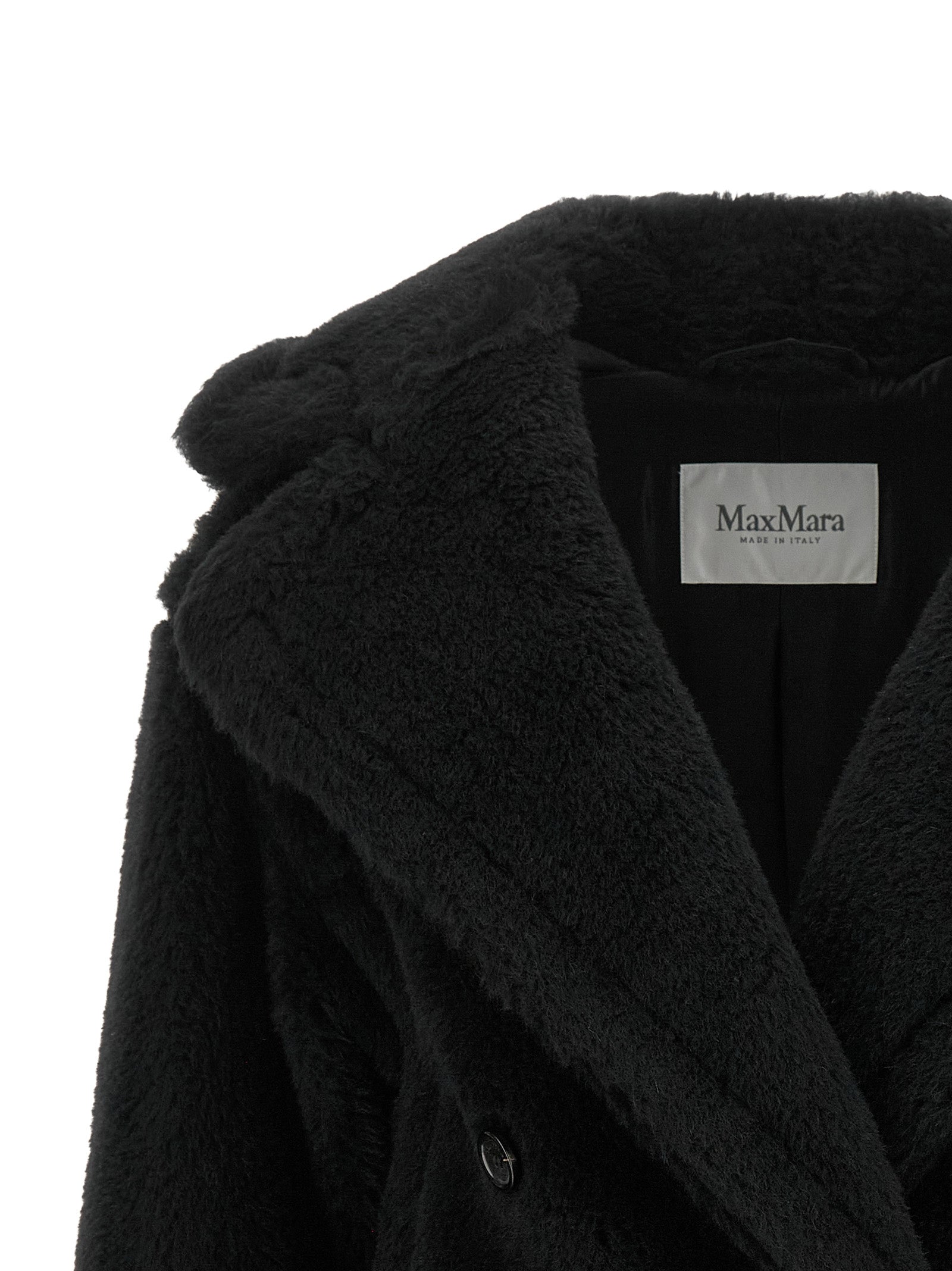 Black Alpaca Leather Coat