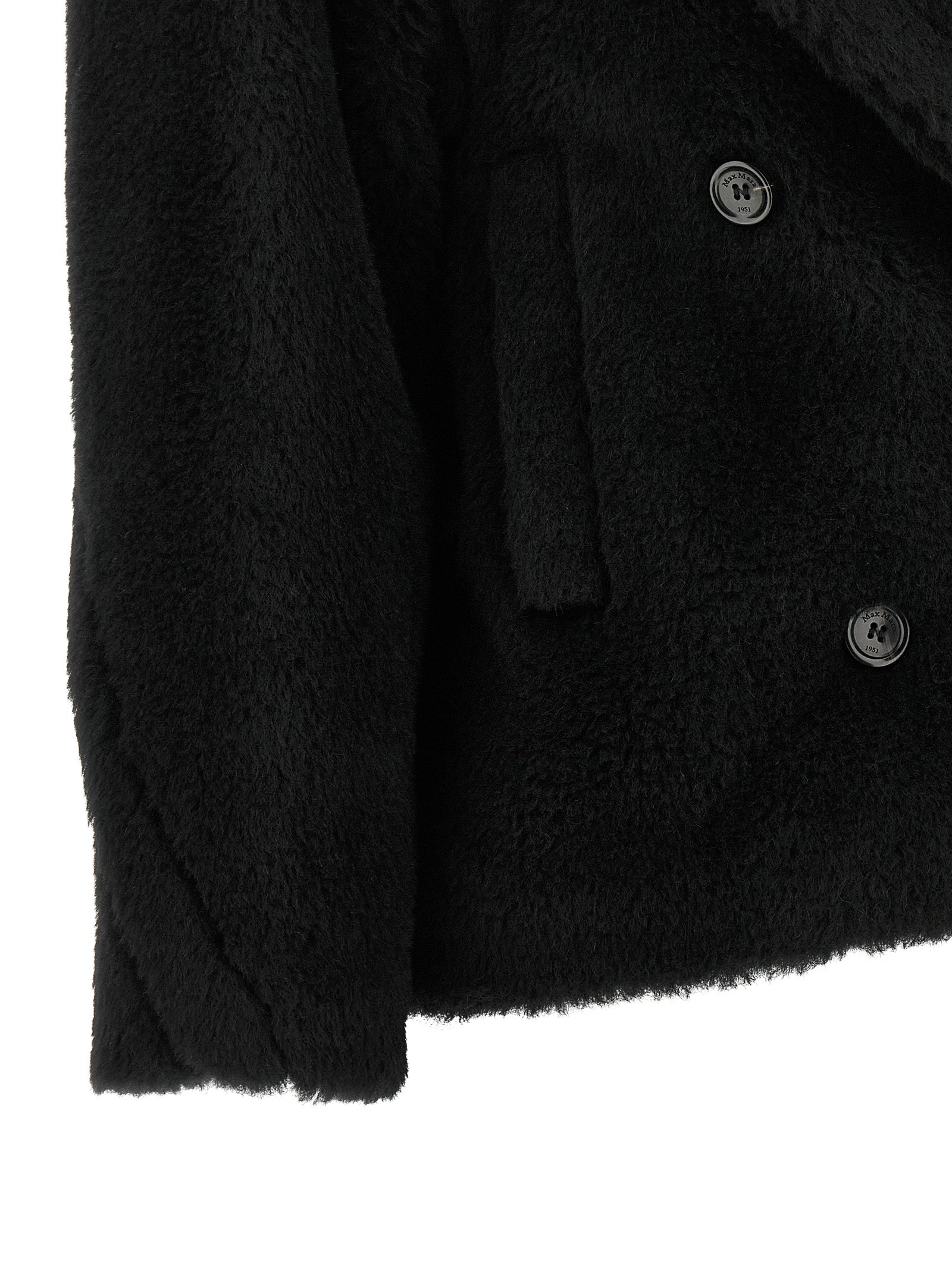 Black Alpaca Leather Coat