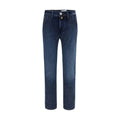 Blue Cotton Tapered Jeans