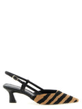 Multicolor Calfskin Mid Heel Pumps