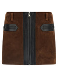 Brown Calfskin Long Skirt