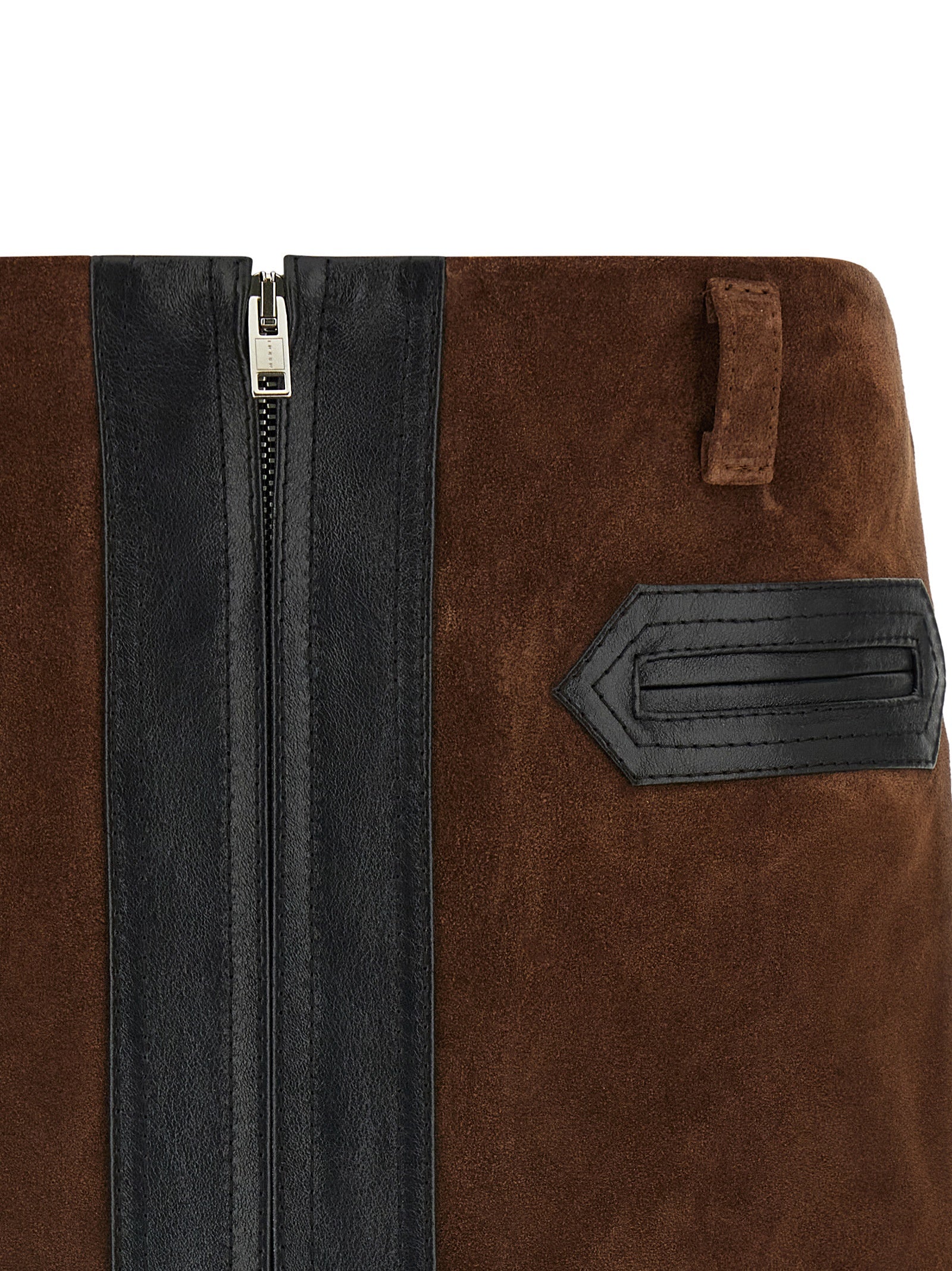 Brown Calfskin Long Skirt