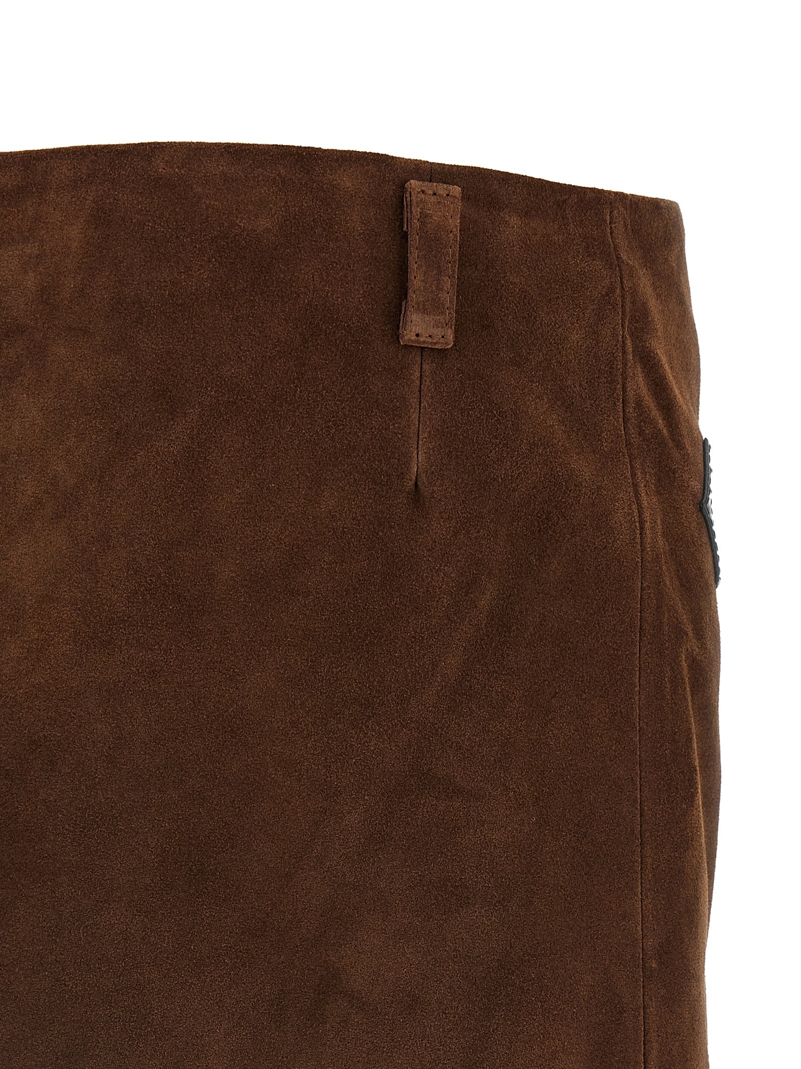 Brown Calfskin Long Skirt