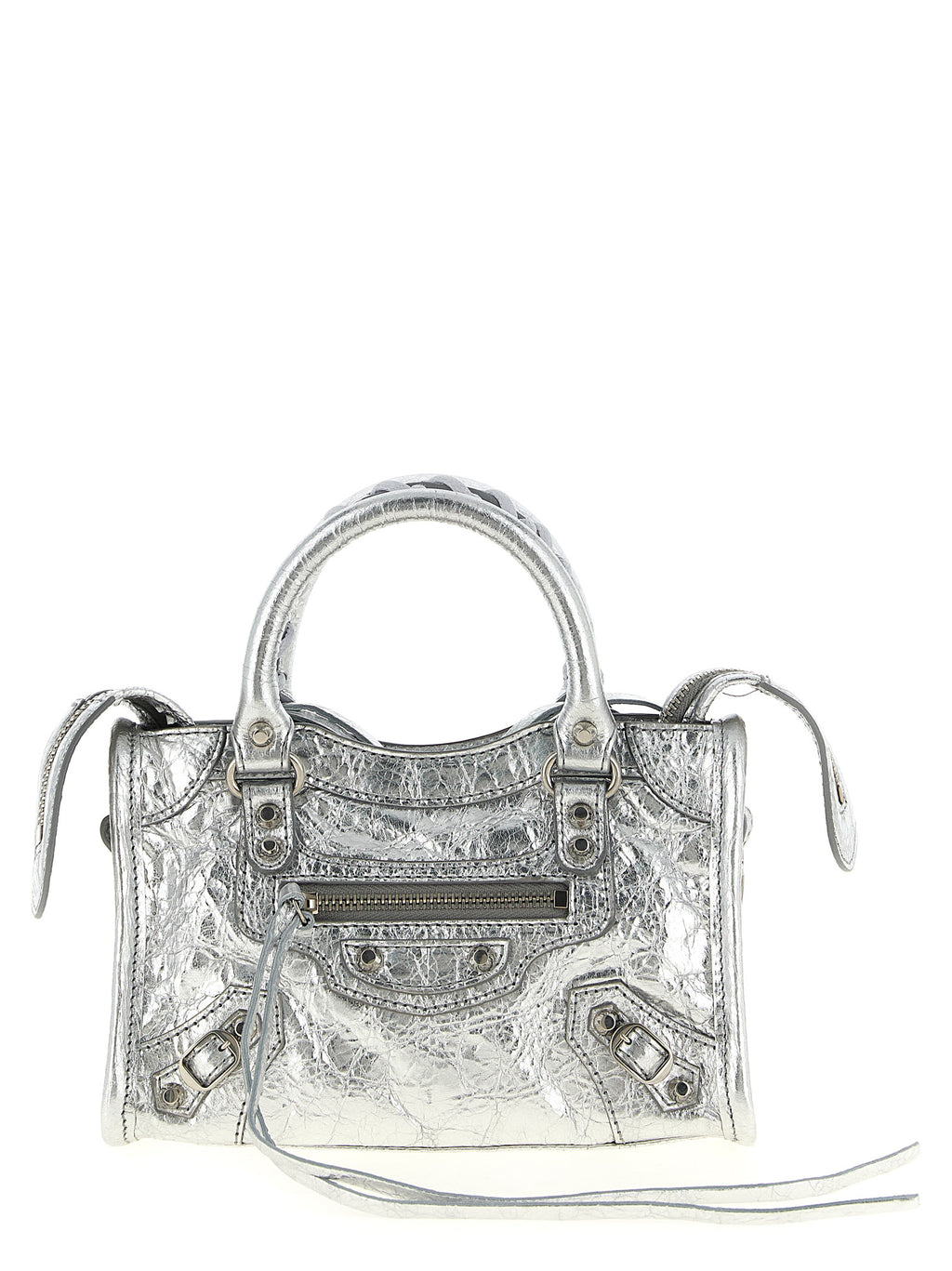 Silver Lamb Leather Crossbody Bag
