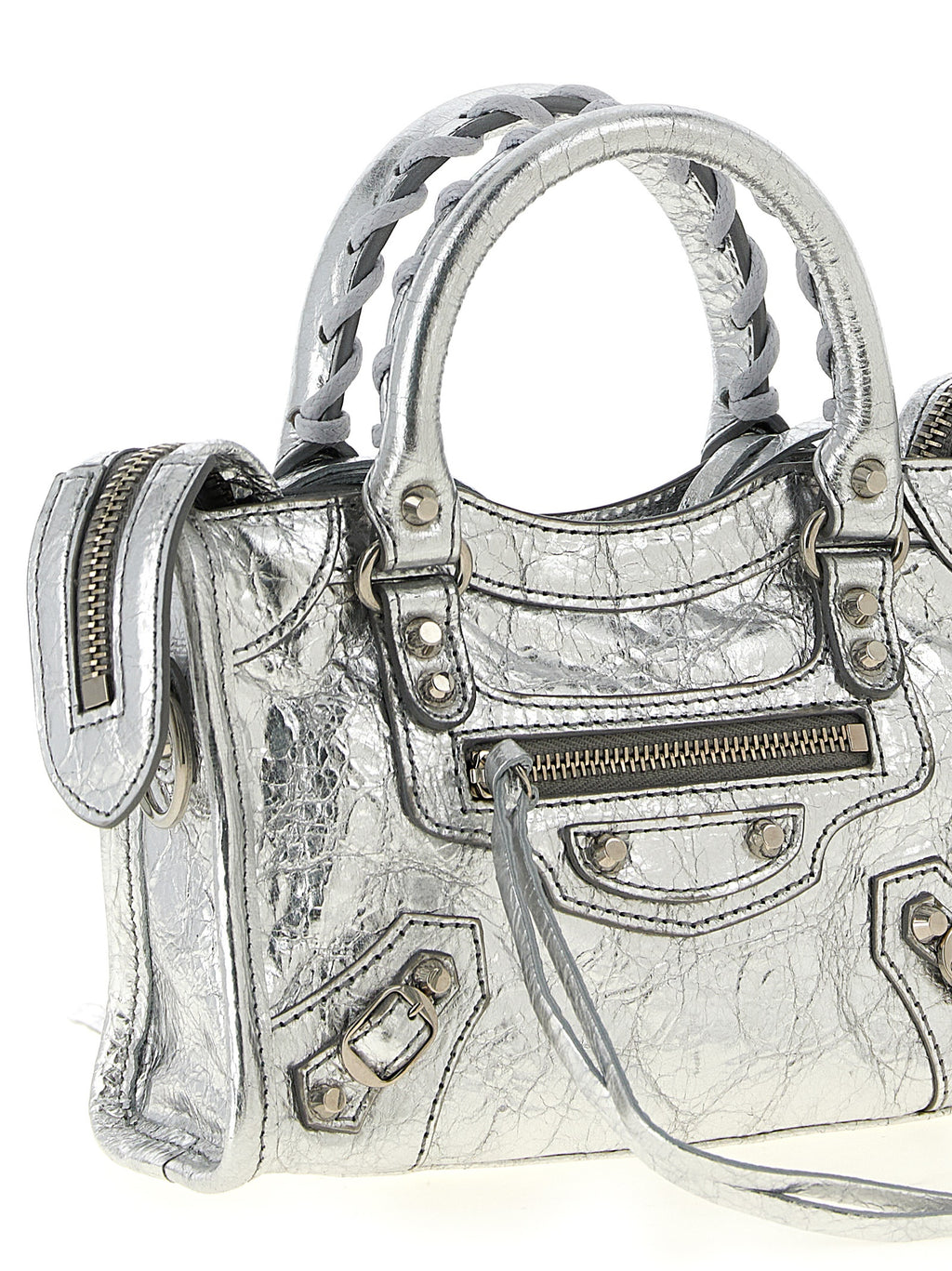 Silver Lamb Leather Crossbody Bag