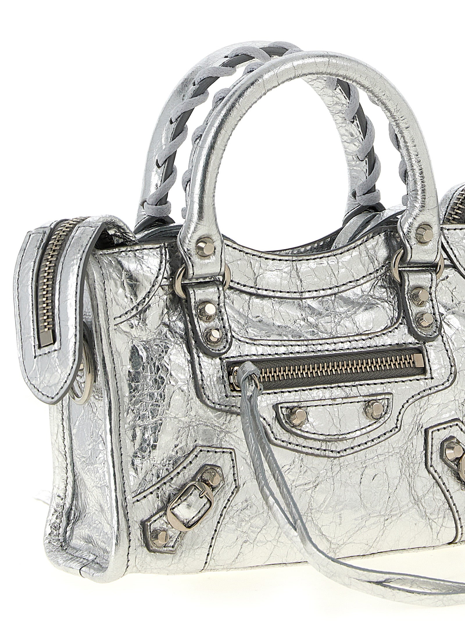 Silver Lamb Leather Crossbody Bag