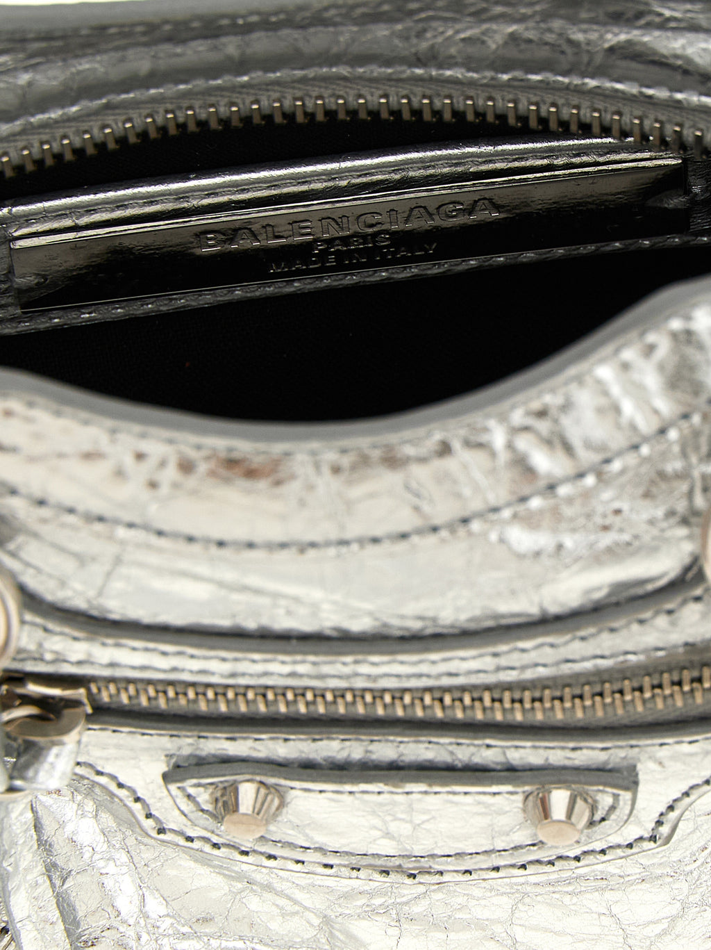 Silver Lamb Leather Crossbody Bag