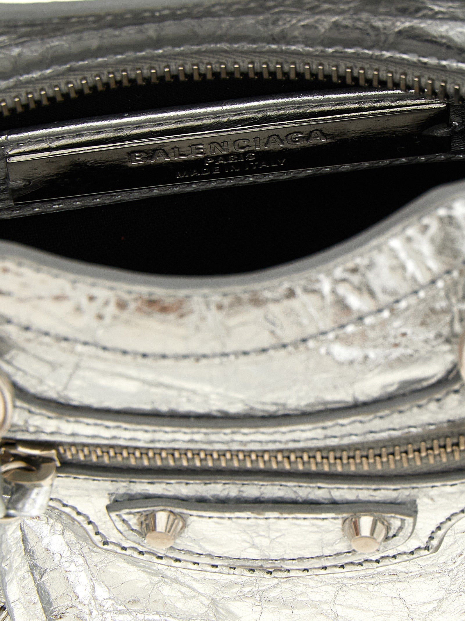 Silver Lamb Leather Crossbody Bag