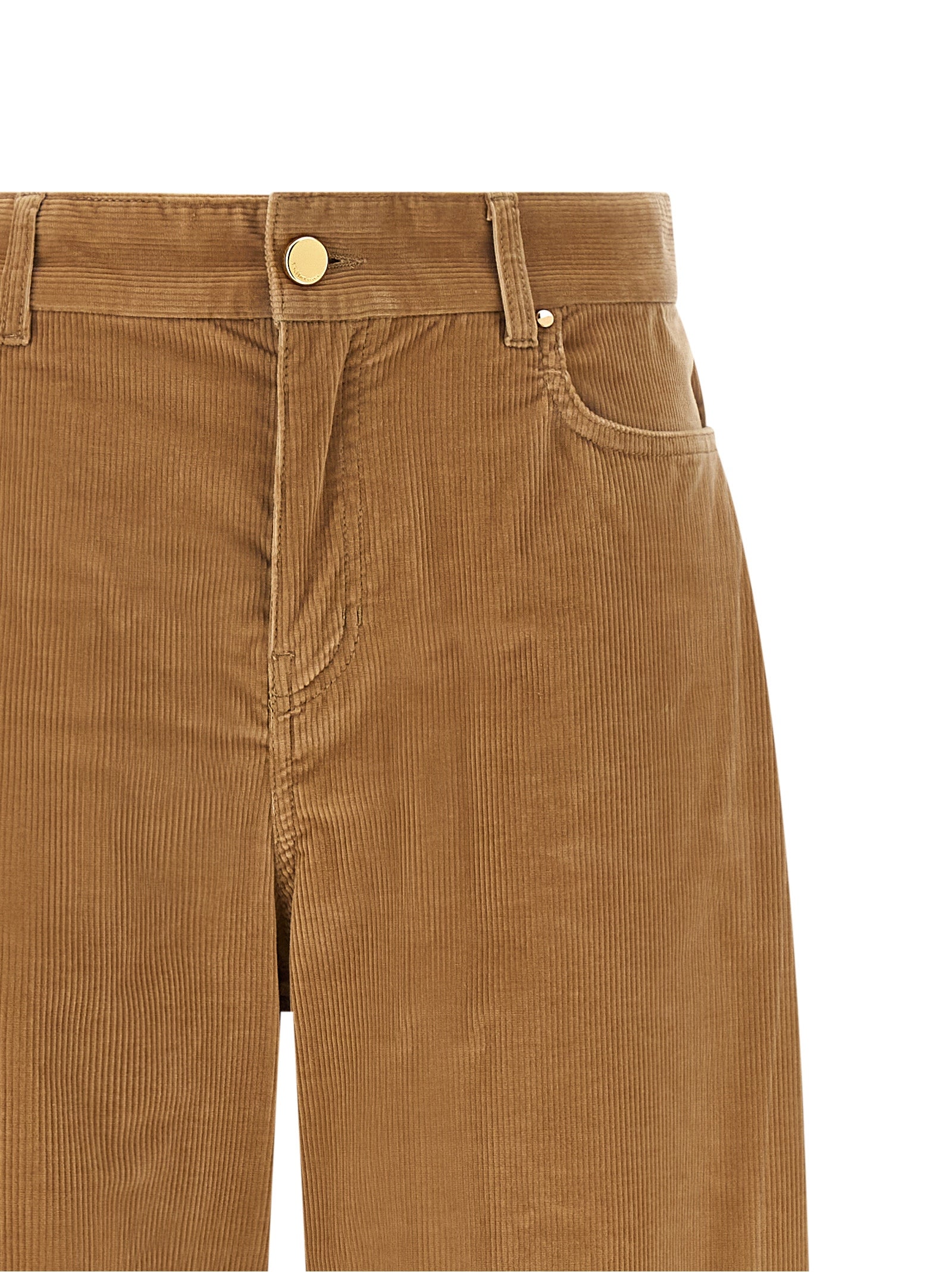 Beige Cotton Casual Pants