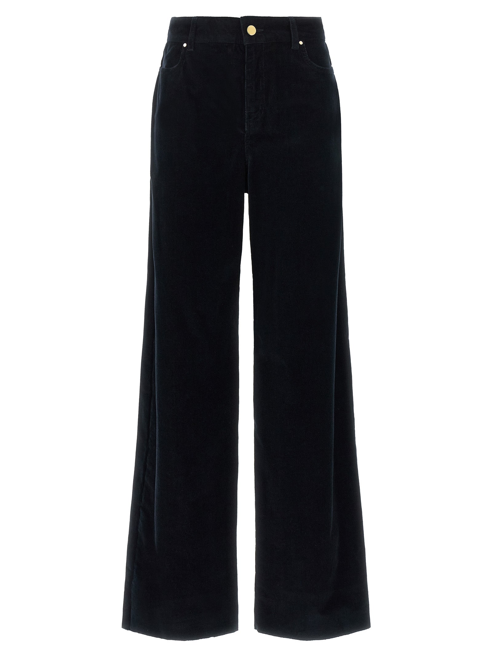 Blue Cotton Casual Pants