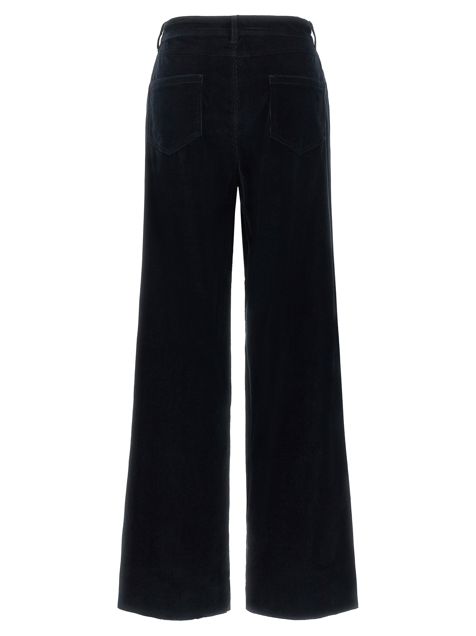 Blue Cotton Casual Pants