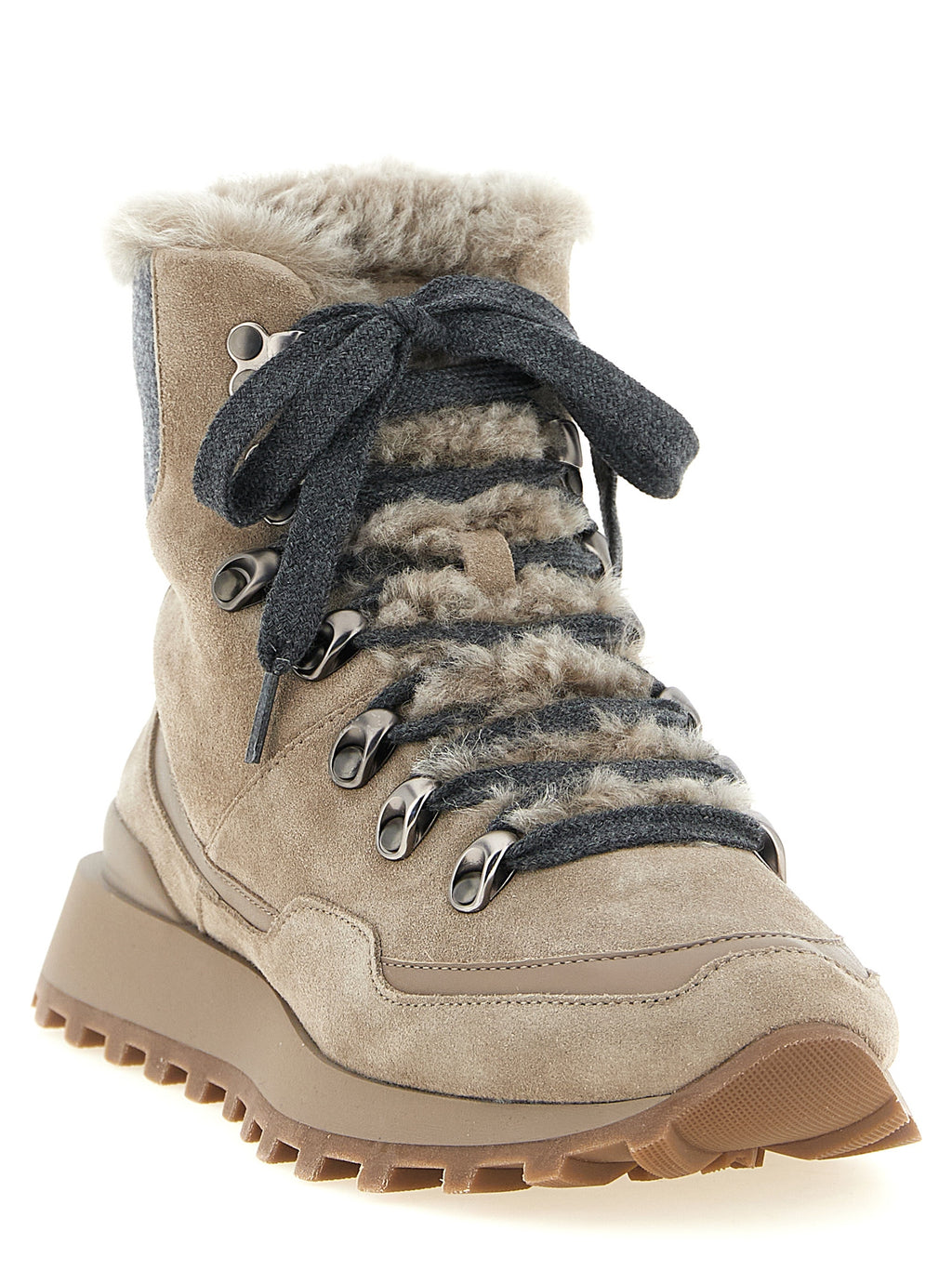 Beige Calfskin Ankle Boots