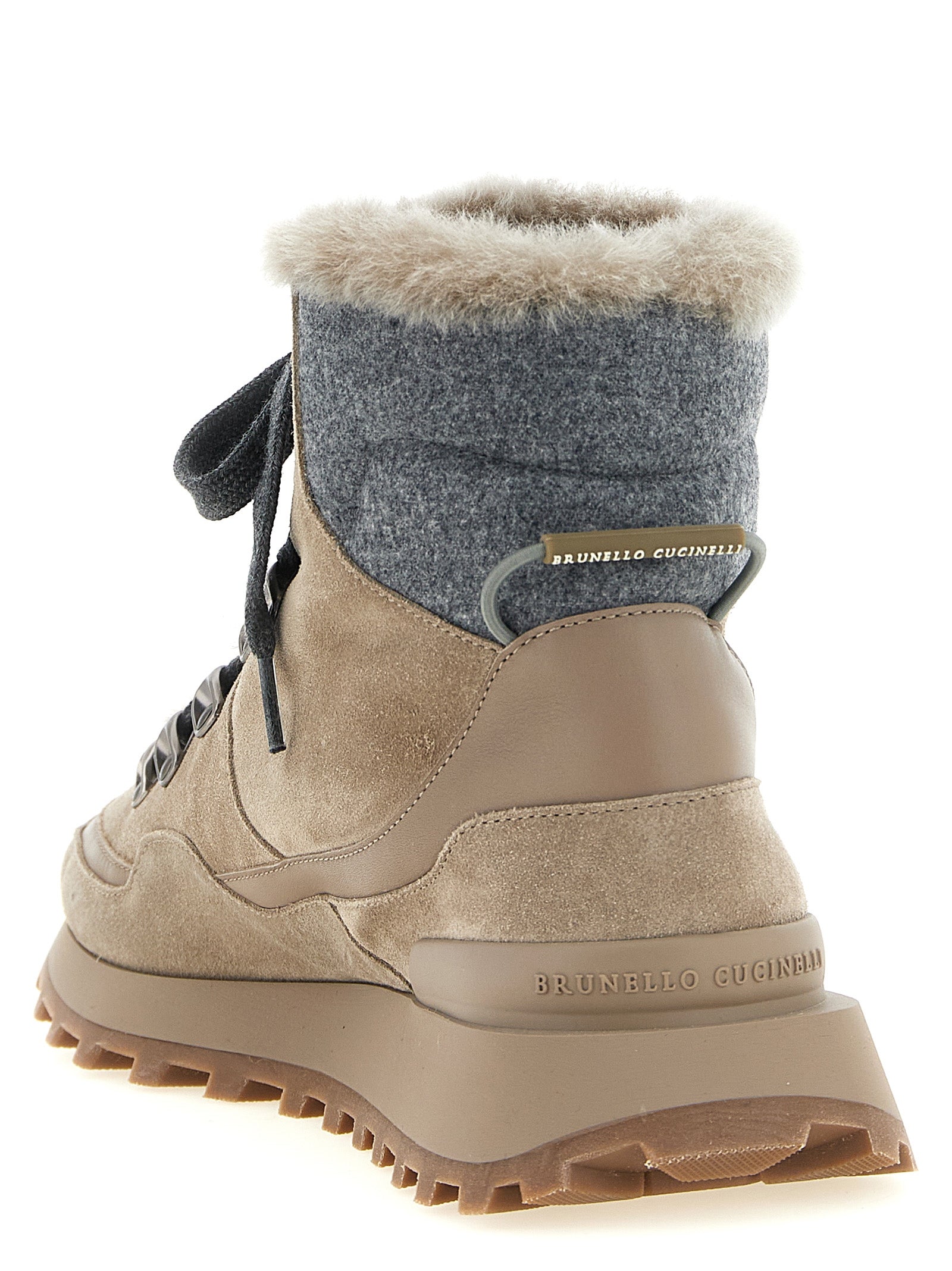 Beige Calfskin Ankle Boots