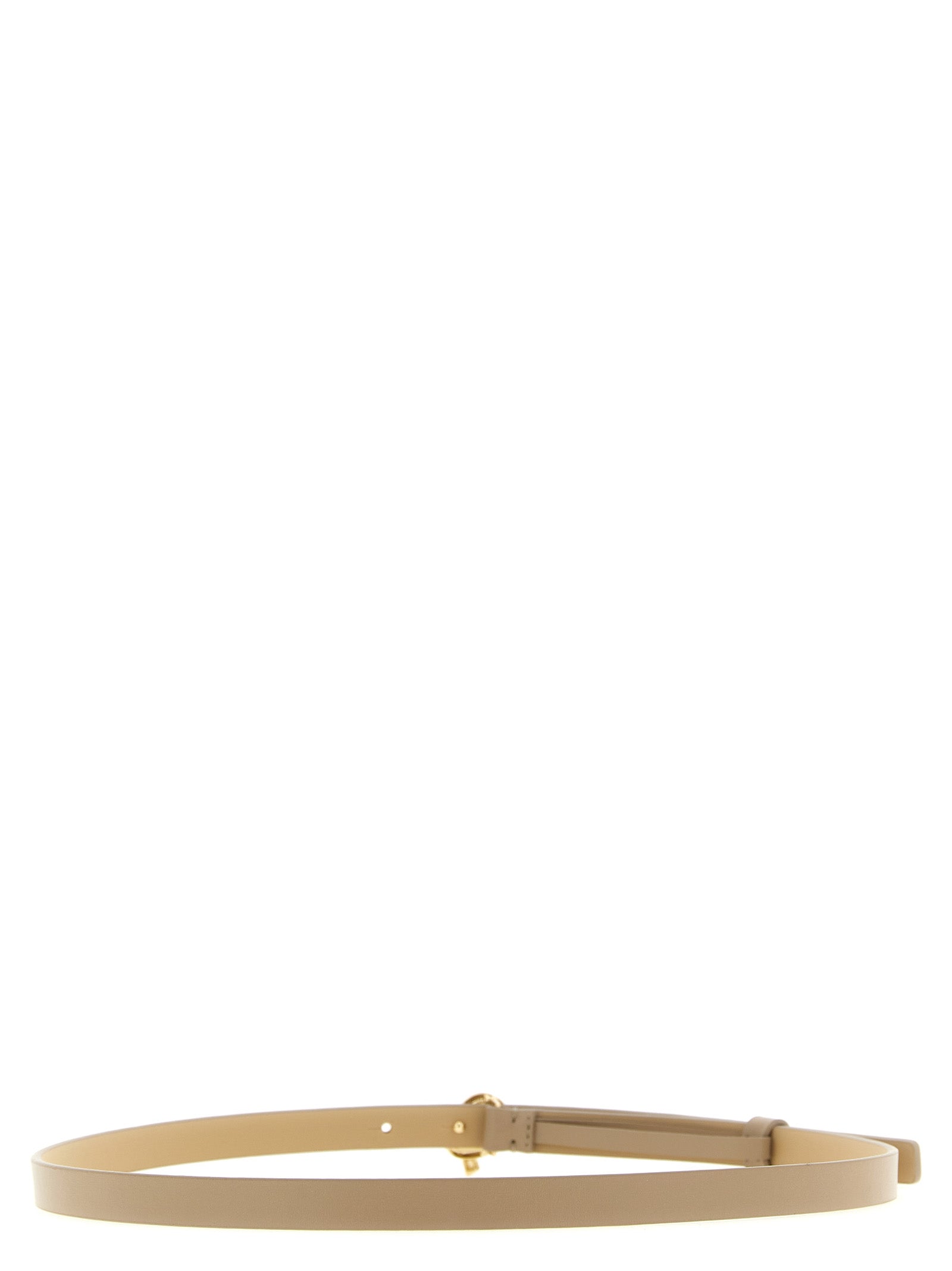 Beige Leather Thin Belt