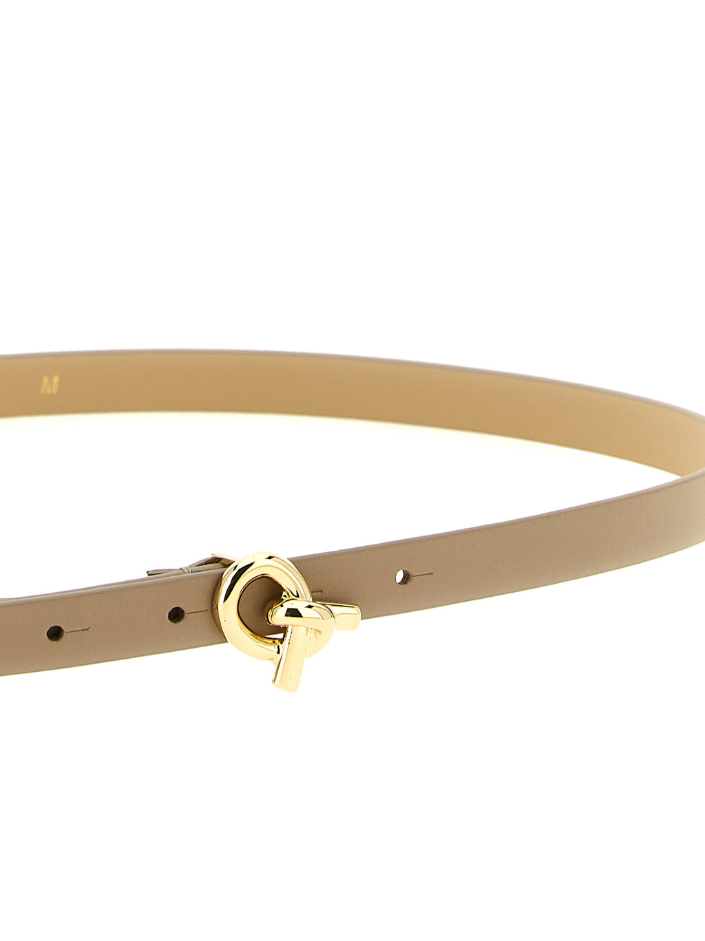 Beige Leather Thin Belt