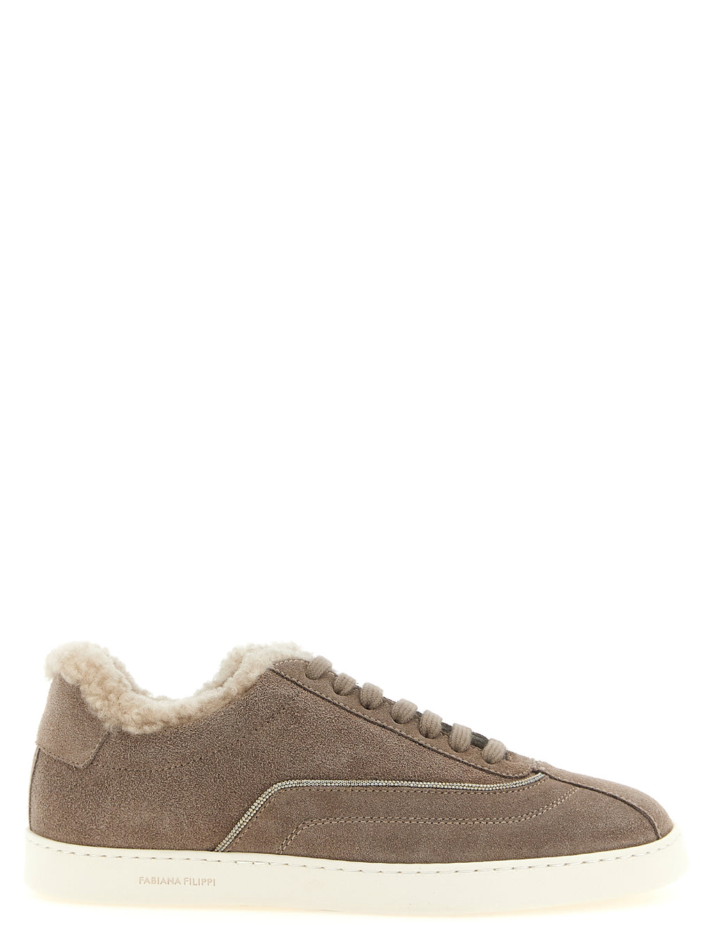 Beige Suede Leather Low Top Sneakers