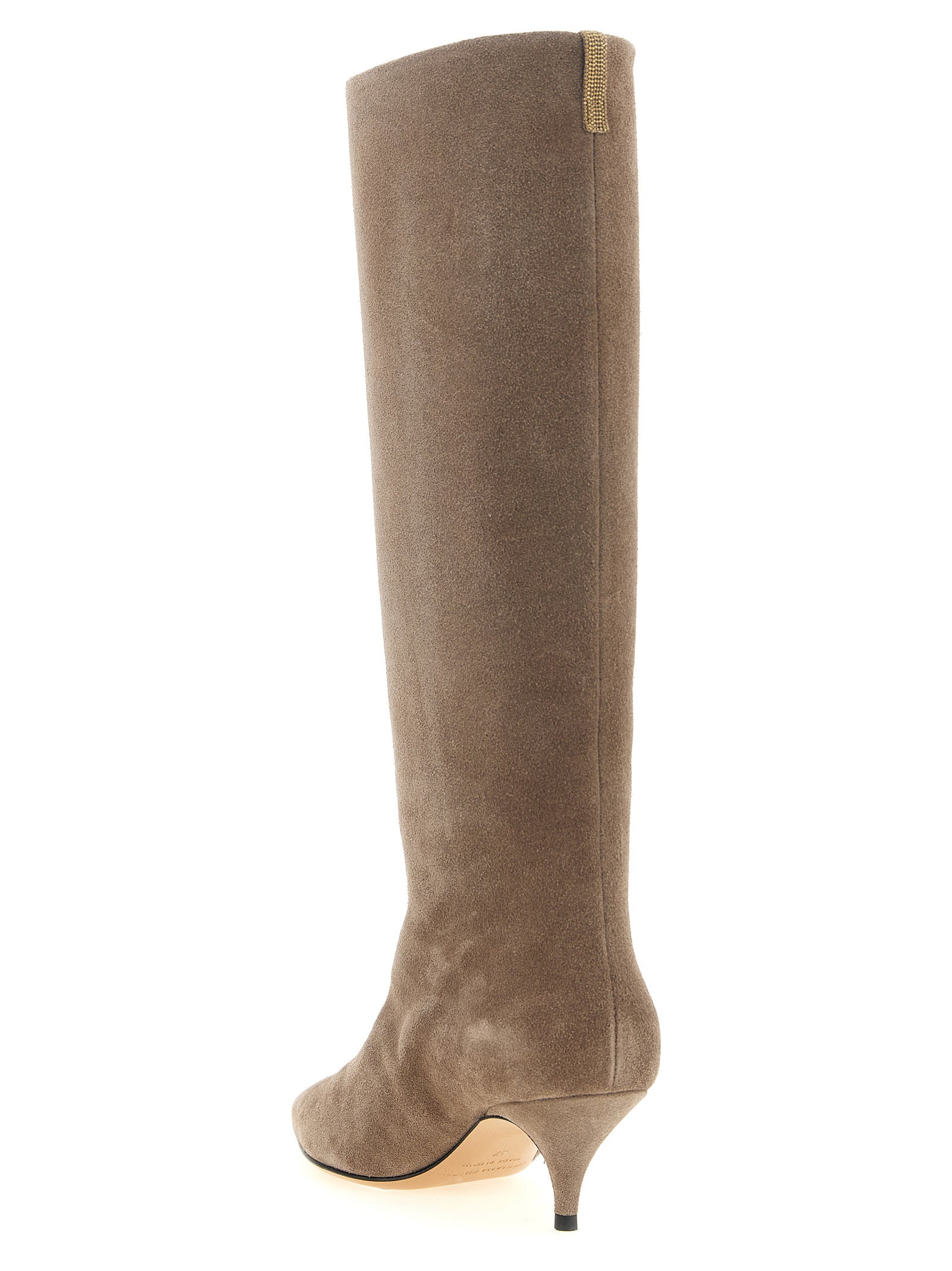 Beige Suede Leather Over The Knee