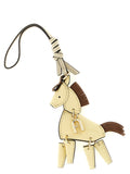 Beige Leather Keychain