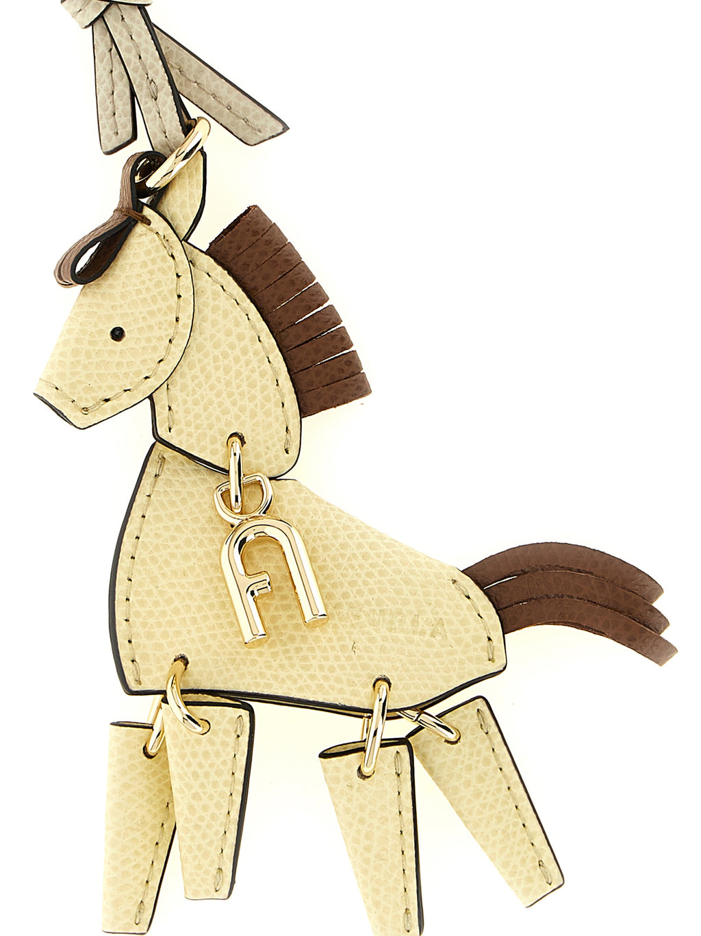 Beige Leather Keychain