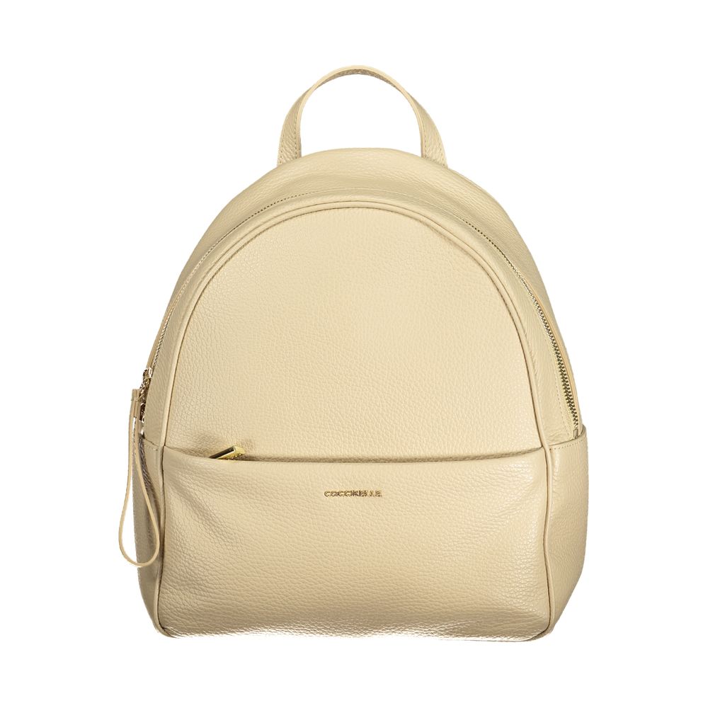 Beige Leather Womens Backpack