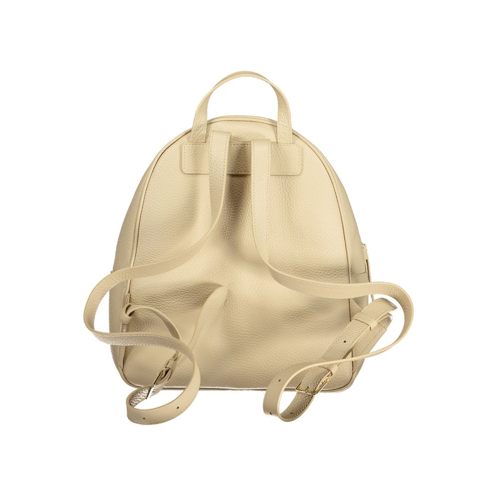 Beige Leather Womens Backpack